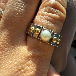 18k and stainless Nomination STRETCH RING with pearl HARDSTONES